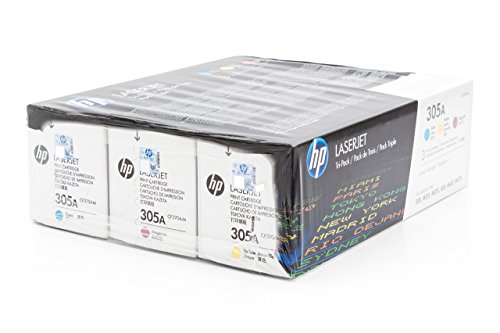 HP 305A (CF370AM) Cyan/Magenta/Yellow Original LaserJet Toner Cartridges, 3 Cartridges