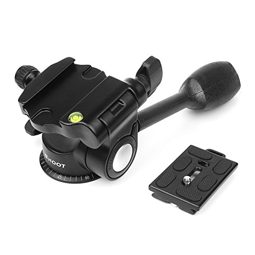 D&F Aluminum Tripod Pan Head with 360 ° Smooth Rotation Hydraulic Damping Three-Dimensional Tilt Head and Quick Release Plate for Tripod, Monopod, Slider, DSLR Camera, Camcorder - Thumbnail 2