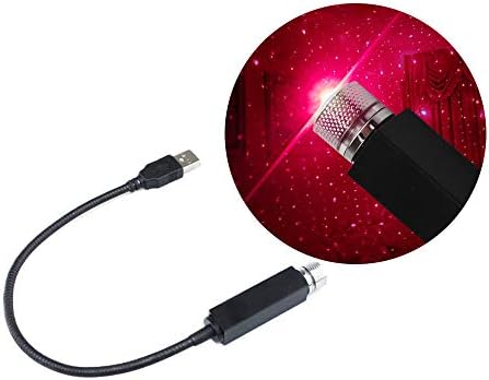 Poeland Car Roof Star Projector Lights, Flexible Romantic Galaxy USB Night Lamp Fit All Cars Ceiling Decoration Light Interior Ambient Atmosphere Color Red
