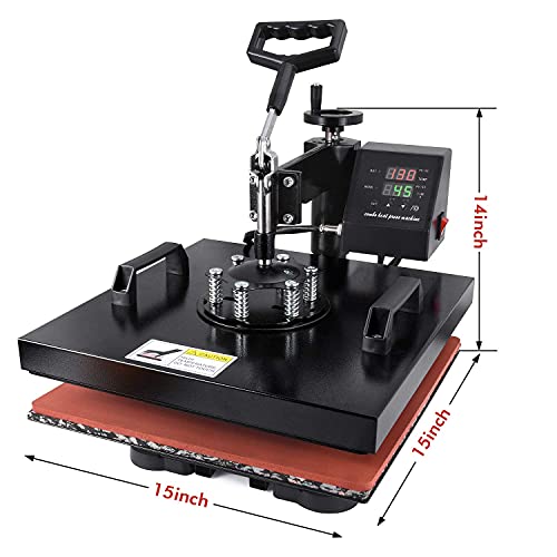 Slendor Heat Press 15x15 Inch 8 in 1 Heat Press Machine 360Degree