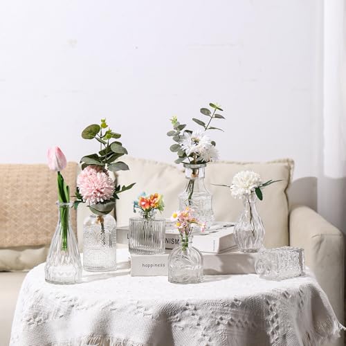 ROLLSCERAY Set of 32 Transparent Glass Bud Vases for Table Centerpieces, Small Flower Vases, Mini Vintage Flower Vase for Table Centerpieces, Wedding Table Decoration