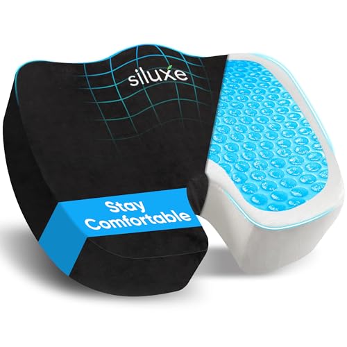 Siluxe Premium Gel-Infused Memory Foam Coccyx Seat Cushion – Orthopedic Tailbone & Sciatica Pain Relief Pillow for Office Chair, Car, Home & Wheelchair – Pressure Relief Chair Pad (Black)