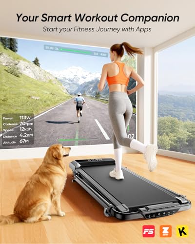 Acezoe Foldable Walking Pad with 12% Incline & Height-Adjustable Handlebar, 5-in-1 Under Desk Treadmill for Home & Office, Portable Tapis Roulant with Remote Control, APP & LED Display