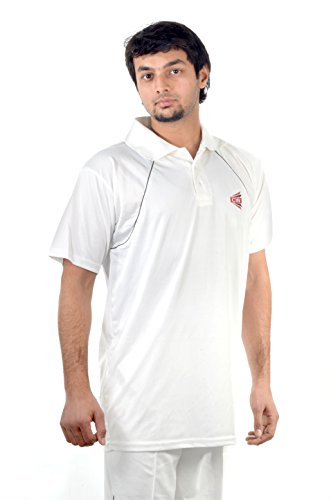 C&W Cricket World Men/Boys/Youth Matrix White Dryfit Uniform Dress Complete Suit Sports Wear T-Shirt White Half Sleeves with Full Length White Trouser Pant Full Uniform Choose Size (36)