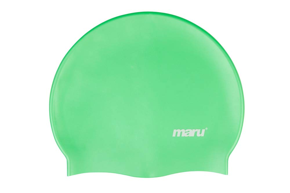 Maru Silicone Swim Cap (Green) – Smooth, Easy-Fit Silicone Swimming Cap for Adults & Kids (One Size Fits All) – Durable Swimming Hat for Speed, Comfort & Chlorine Protection