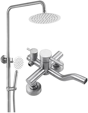 Shower mixer Thermostatic Bar Mixer Shower Set Round Rainfall Shower Head, Hand Shower Head Adjustable Riser Rail