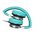 Artix Foldable Headphones with Microphone and Volume Control | NRGSound CL750 On-Ear Stereo Earphones | Great for Adults/Teens / Kids (Turquoise/Gray)thumb 2