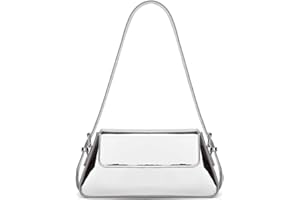 shoowyees Evening Y2k Silver Hobo Purse Women Sparkly Silver Purse Satchel Metallic Tote Handbag Clutch Shoulder Bag