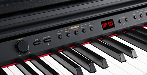 Classic-Cantabile-DP-50-SM-E-Piano-Digitalpiano-mit-Hammermechanik-88-Tasten-2-Anschlsse-fr-Kopfhrer-USB-LED-3-Pedale-Piano-fr-Anfnger-schwarz-matt