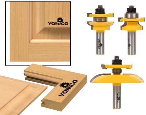 Yonico 12343 Round Over 3 Bit Raised Panel Cabinet Door Router Bit Set including Back-cutter Panel Raiser 1/2-Inch Shank - Image 3
