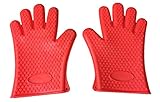 Cooking Gloves Heat Resistant Heavy Duty Silicone Oven Mitts Multi Uses - Pot Holder Arthritis Jar Opener BBQ Grill Tool Home Outdoor Barbeque Grilling Accessories by Perfect Life Ideas