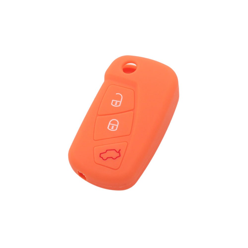 BROVACS Silicone Cover Protector Case Holder Skin Jacket Compatible with FORD 3 Button Flip Remote Key Fob CV9700 Orange