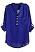 Pink Queen® Women's Plus Size V-Neck Cuffed Sleeve Shirts Blouse Tops