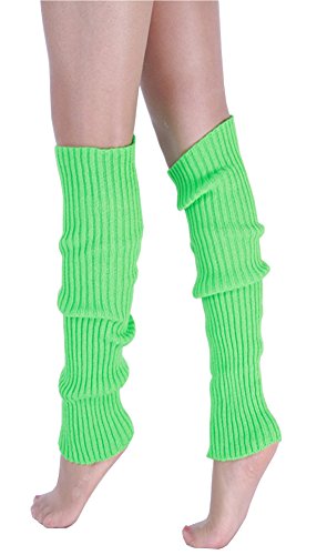 CHUNG Adult Women Juniors Knitted Leg Warmers Neon Party Accessory, Green