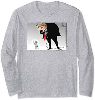 Unisex Joel Pett: Trump and Statue of Liberty Long Sleeve T-Shirt XL: Heather Grey