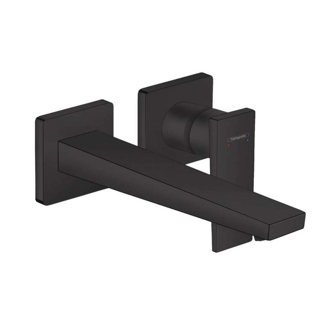 hansgrohe Metropol - Bathroom tap Concealed for Wall mounting with Waste Set, with spout, Bathroom Sink tap with spout Length 22,5 cm, Basin Mixer tap Water-Saving (EcoSmart), matt Black, 32526670