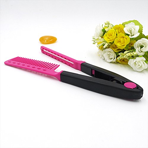 Happy Hours - Portable Vogue V Type Hair Straightener Comb / DIY Salon Hairdressing Styling Tool / Mini Hair Brush for Adults and Kids