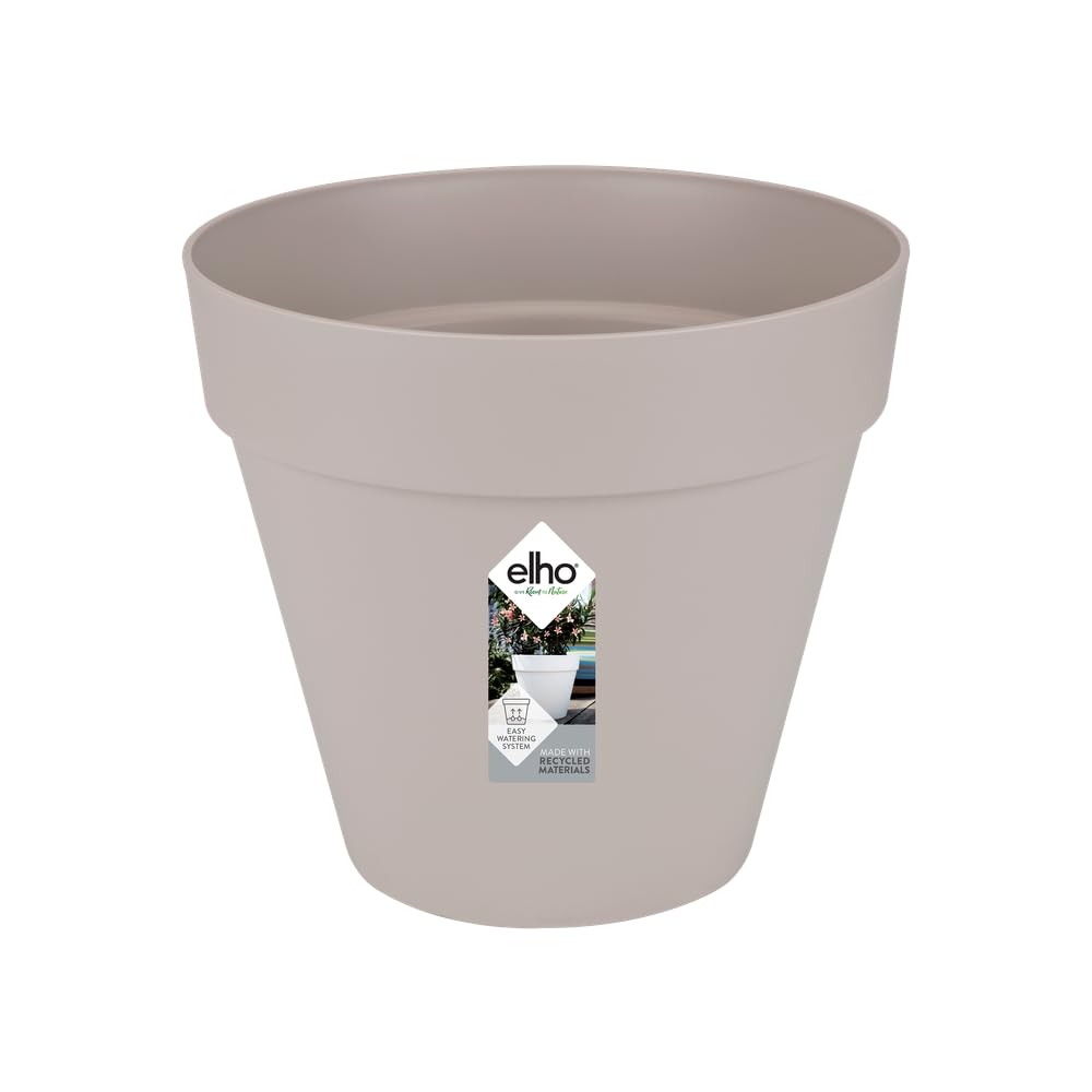 elho Loft Urban Round 25 - Large Plant Pot Outdoor - 100% Recycled Plastic - Ø 24.5 x H 22.0 cm - Grey/Warm Grey