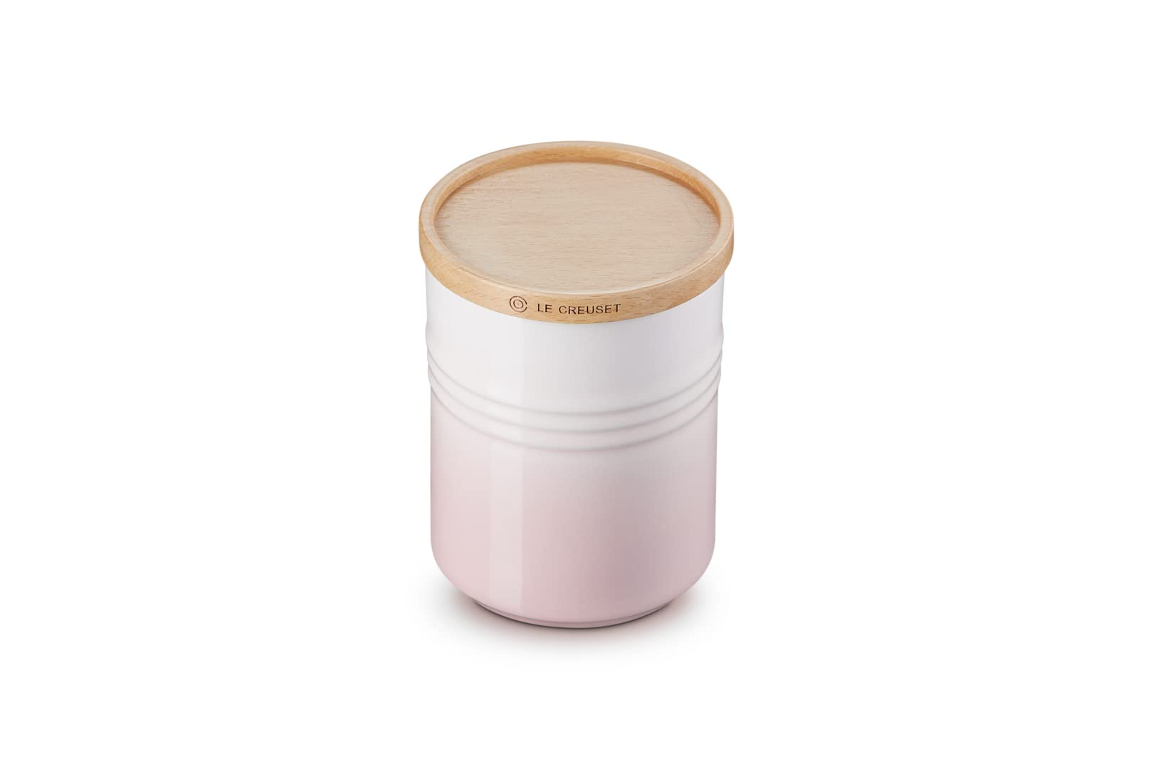 LE CREUSET Stoneware Storage Jar with Wooden Lid, 10cm, 540ml, Shell Pink, 60825547770099