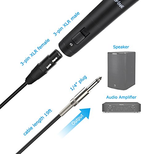 FIFINE Dynamic Vocal Microphone Cardioid Handheld Microphone with On/Off Switch for Karaoke, Live vocal, Speech etc. includes 19ft XLR to 1/4" cable(K8)
