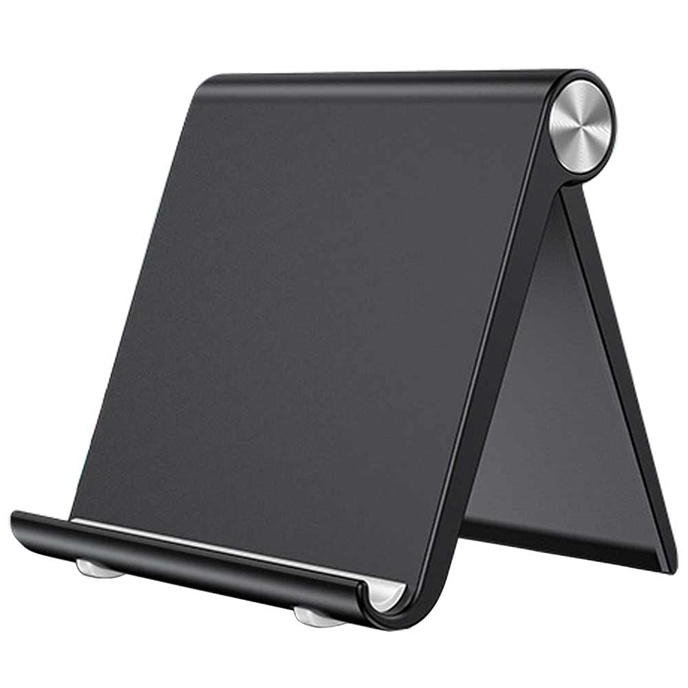 VOVIGGOL Mobile Phone Stand for Desk, Mobile Phone Holder Adjustable Desk Phone Stand, Foldable Phone Dock Cradle Smartphone Stand for iPhone iPad Tablet 4 to 7.9 Inch Smartphones (Black)