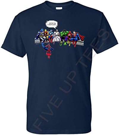 Five Up Tees and That's How I Saved The World Jesus Superheros Mens T-Shirt (L, Navy)