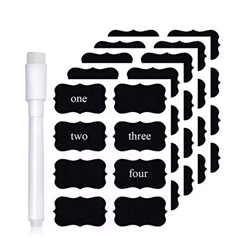 Chalkboard Labels ,Reusable Chalkboard Stickers with 1 Liquid Chalk Pen for Mason Jars, Parties, Craft Rooms, Weddings,Store and Decoration and Organize Your Home & Kitchen (Same shape-40pcs)