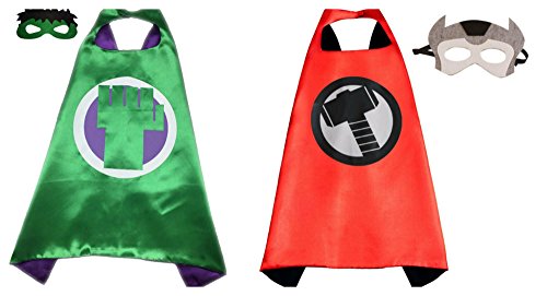 Athena Dress Up Hulk & Thor 2 Capes, and 2 Masks Gift Box Included