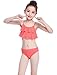 SHEKINI Girls Swimwear Ruffles Flounce Swimsuit Crochet Two Piece Bikini Bathing Suits (Plum red, 14-16 Years)