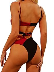 Lilosy Sexy Wrap Criss Cross Cutout Two Tone Color
