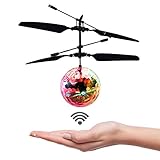 Flying Ball, Crystal Flashing Hand-Controlled Infrared Induction Flying Toys with LED Light (Black)