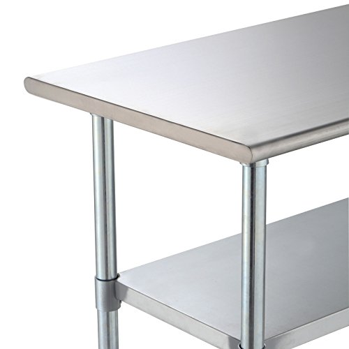 SUNCOO Commercial Stainless Steel Work Food Prep Table for kitchen (48 in Long x 24 in Deep without Backsplash)