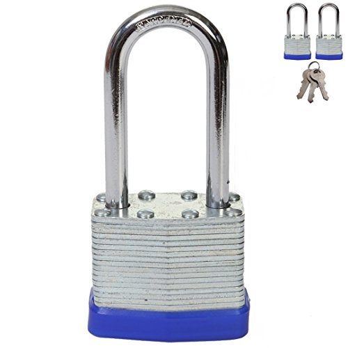 SEPOX Padlock, 1-9/16" Wide Body Laminated Steel Padlock with Long Hardened Steel Shackle Pack of 2 - Thumbnail 6