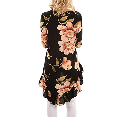 Sinfu Women's Blouse Vintage Autumn Winter Summer Spring Floral Print Long Sleeve Shirt Casual Blouse Ruffles Irregular Tops (XXL US size 12)