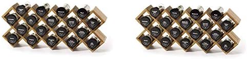 Kamenstein 5085178 Criss-Cross 18-Jar Bamboo Countertop Spice Rack Organizer with Free Spice Refills for 5 Years (Pack of 2)