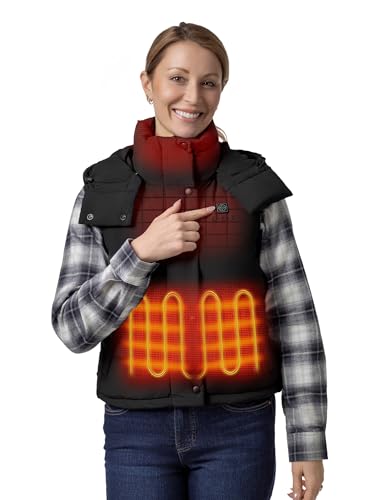 ORORO Women's Down Heated Cropped Vest with USB-C Rechargeable Battery, Lightweight Puffer Heating Vest
