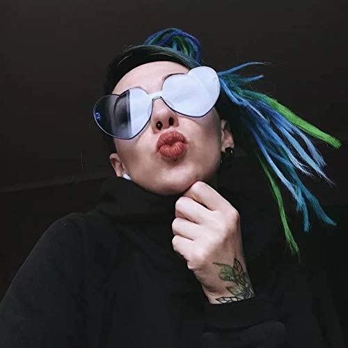Ultrafun 6Pack Unisex Colored Sunglasses Transparent UV Protection Candy Color Rimless Glasses Oversized Tinted Eyewear for Valentines Party Cosplay Festival (Heart-6Pack)