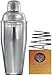 Mixology Cocktail Shaker Bartender Set - 3 pieces 24 oz Bar Tools Kit Accessories - Stainless Steel Martini Shaker with Built-in Strainer, Mixing Spoon, Measuring Jigger, Recipes Booklet