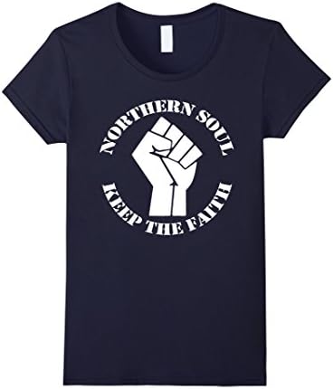 Women's Northern Soul Music Keep The Faith KTF T-Shirt Large Navy