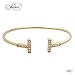 925 Sterling Silver T Cuff Bracelet,Boho Minimal Double T Cuff 14K Gold Plated,Dainty Adjustable Bangle T Bar Bracelet CZ Crystal Simple Minimalist Wrap Bracelet,9 gram