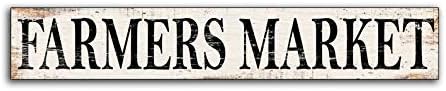 Ca565urs Farmers Market Wood Sign Farmer's Wooden Handmade Farmhouse Sign Kitchen Decor Market Sign Wall Decor Store Farm Shop Signs - 6x30 inch