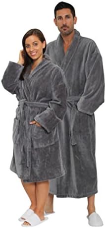 TowelRobes Terry Velour Shawl Robe 100% Cotton Women's and Men's Bathrobe Cool Grey Small