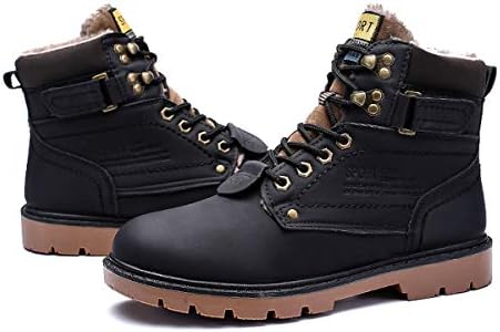 gracosy Hombre Botas de Nieve Invierno Trekking Zapatos 2020 Calientes Sneakers Antideslizante Botines Al Aire Libre Senderismo Cordones Negro,Talla pequeña