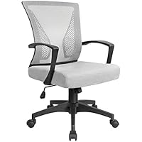 KaiMeng Mid Back Office Chair Ergonomic Computer Chair Desk Chair with Lumbar Support (Gray)