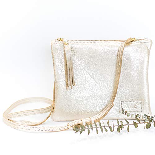 gold leather cross body bag