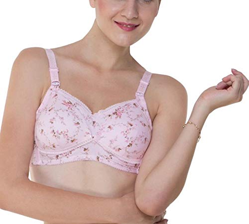 Polycotton Women's Soft Padded Front Buttoned Nursing/Feeding/Lactation Bra,Color- Baby Pink