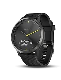 Garmin vivomove HR Sport (Slate with Black Band, Large) Hybrid Smartwatch   Bundle Includes Pack of HD Screen Protector Film (x4)   Activity, Sleep & Stress Tracking, On Wrist Heart Rate