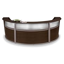 OFM Marque Series Plexi Single-Unit Curved Reception Station, Walnut