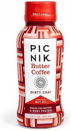 Picnik Grass-Fed Butter Coffee, Dirty Chai, 10 Fluid Ounces (Pack of 6)