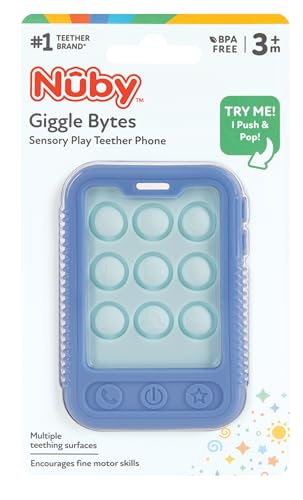 Nuby(ヌービー) ギグルバイト 歯固め プチプチ・ポコポコと指先で押して楽しめる BPA不使用 シリコーン製 ブルー NU-80943